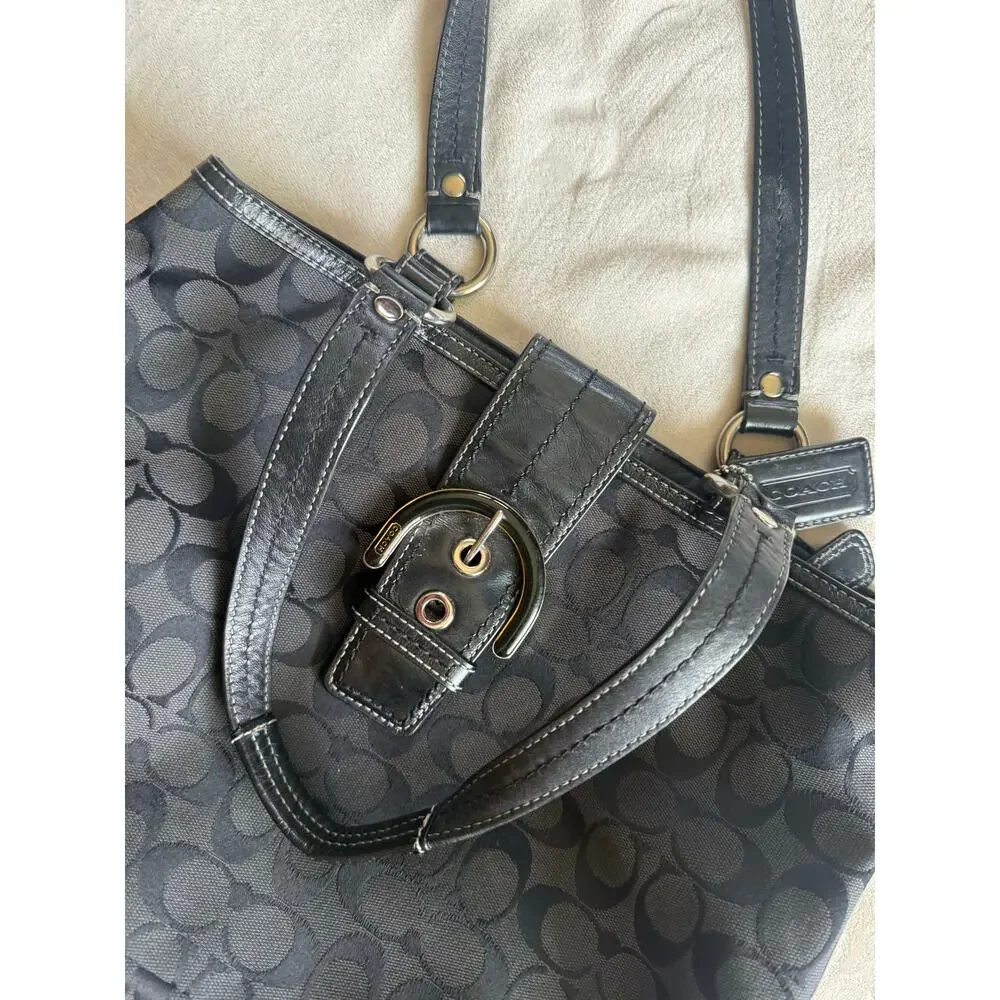 Coach Soho Signature East West Buckle Tote Shoulder Bag F18750